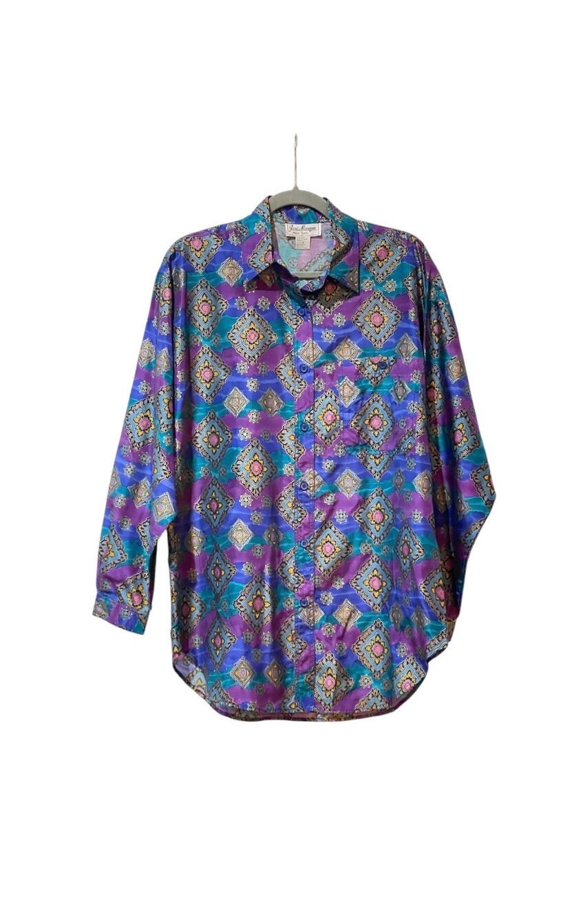 Vintage Jeri Marque 100% Silk Blouse Top Women’s M